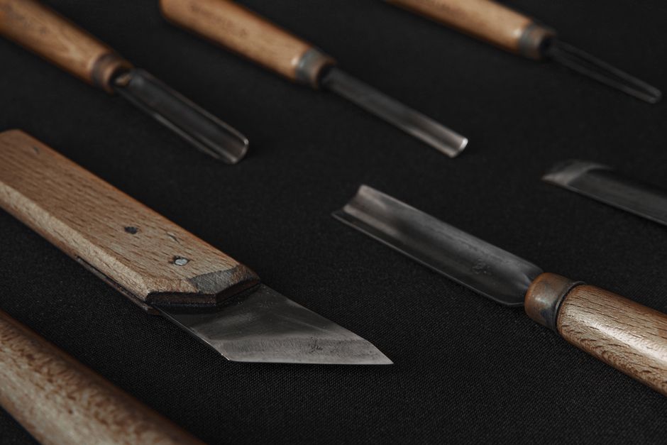Woodworking tools and craftsmanship details