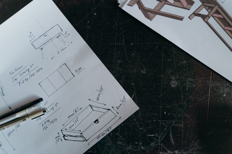Detailed blueprints and furniture design plans